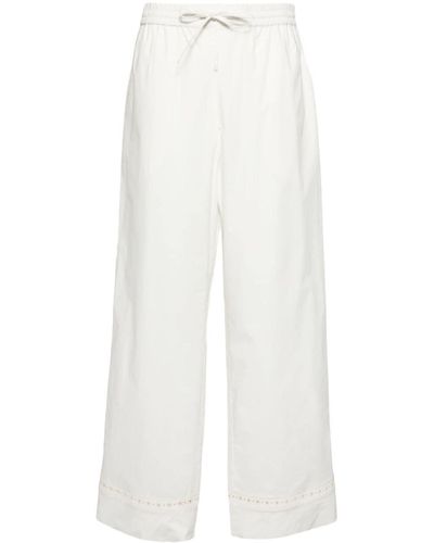 Yves Salomon High-waist Straight-leg Pants - White