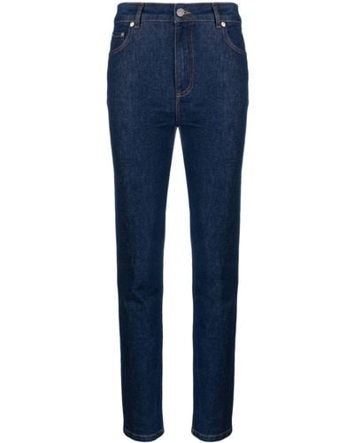 Moschino Jeans Logo-engraved High-waisted Skinny Jeans - Blue