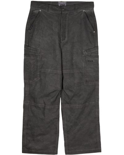 Izzue Faded-effect Straight-leg Cargo Trousers - Grey