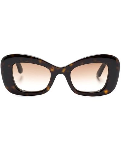 Alexander McQueen Lunettes de soleil à monture papillon - Marron