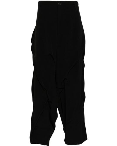 Yohji Yamamoto Pantalones con tiro caído - Negro