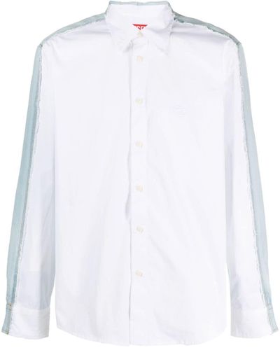 DIESEL S-warh Paneled Denim Shirt - White