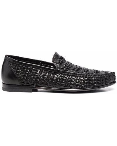 Officine Creative Libre Woven Leather Loafers - Black