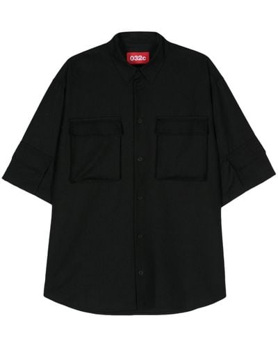 032c Logo-embroidered Wool Shirt - Black