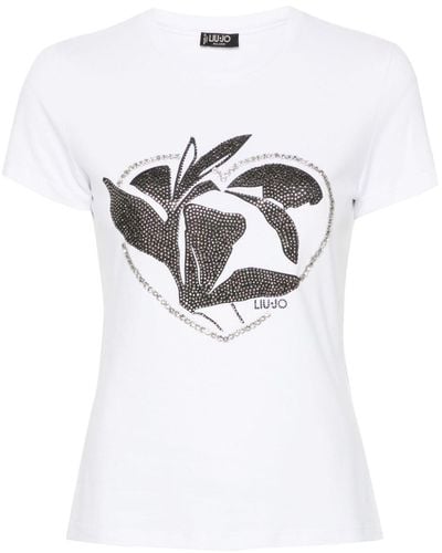 Liu Jo Rhinestone Embellished Jersey T-shirt - White