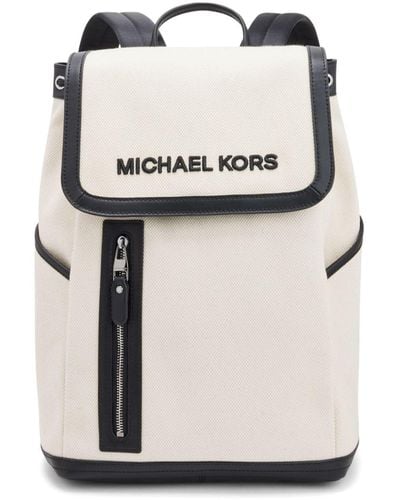 Michael Kors Logo-embroidered cotton backpack - Bianco