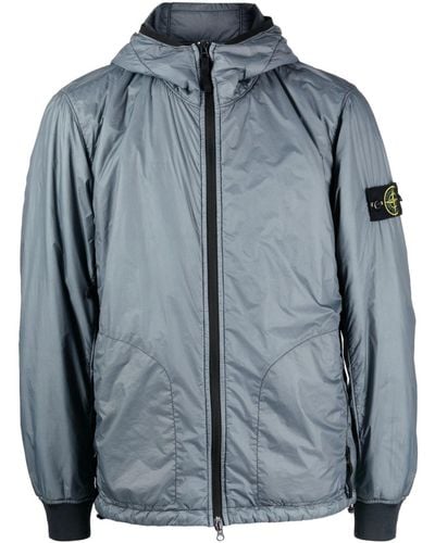 Stone Island Compass-appliqué Hooded Jacket - Blue