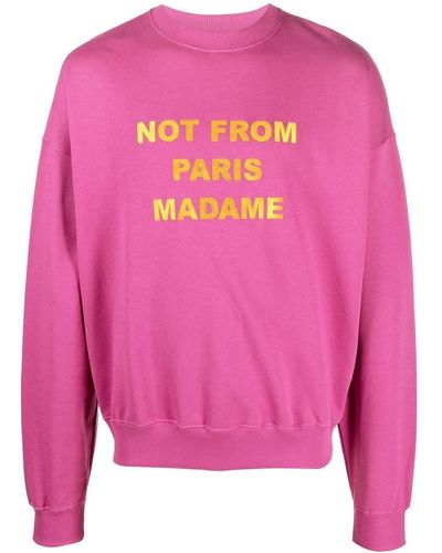 Drole de Monsieur Embroidered-slogan Cotton Sweatshirt - Pink