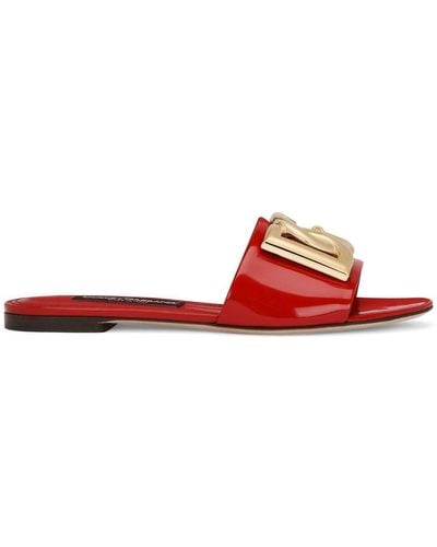 Dolce & Gabbana Dg Logo Patent Sandal - Red