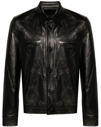 Salvatore Santoro Single-breasted Leather Jacket - Black