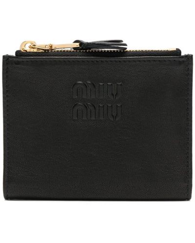 Miu Miu Logo-embossed Leather Wallet - Black