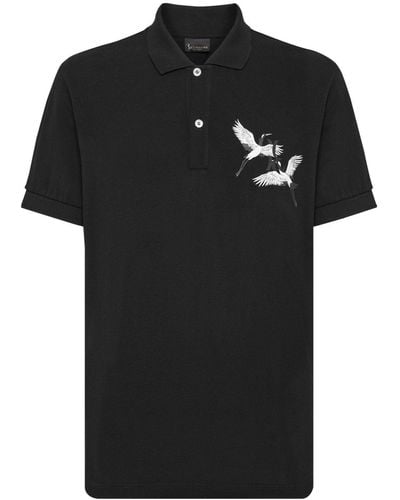 Billionaire Logo-print cotton polo shirt - Schwarz
