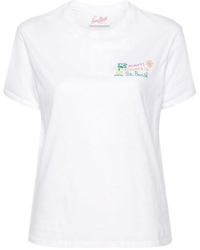 Mc2 Saint Barth Besticktes T-Shirt - Weiß