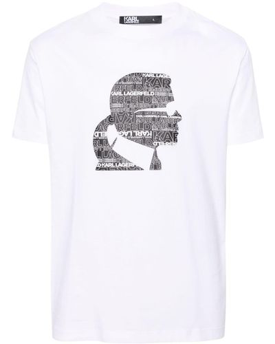 Karl Lagerfeld T-shirt Met Ikonik Print - Wit