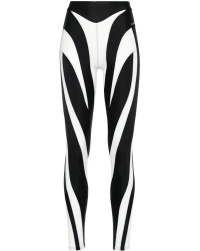 Mugler Legging noir et blanc à assemblage en spirale