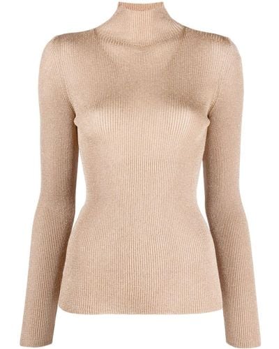 Twin Set Lurex Roll-neck Sweater - Natural