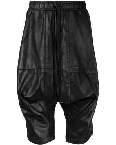 Julius Bonded-seam Drawstring Drop-crotch Shorts - Black
