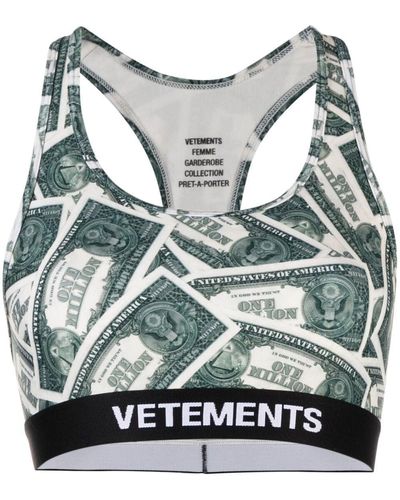 Vetements Million Dollar-print Sports Bra - Gray