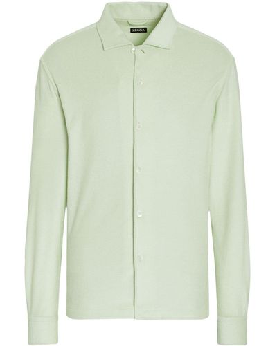 Zegna Long-sleeve Cotton-silk Shirt - Green