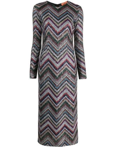 Missoni Zigzag Sequin-embellished Midi Dress - Gray