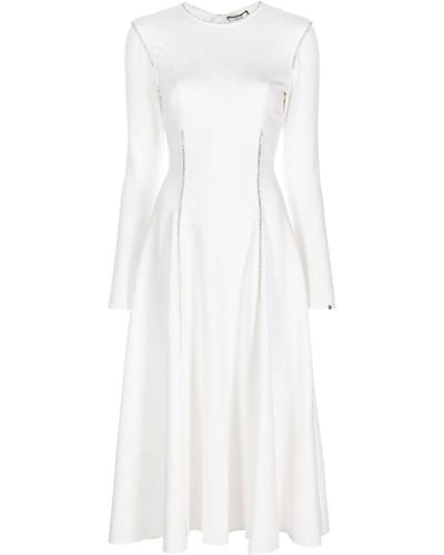 Nissa Crystal-embellished Long-sleeve Dress - White
