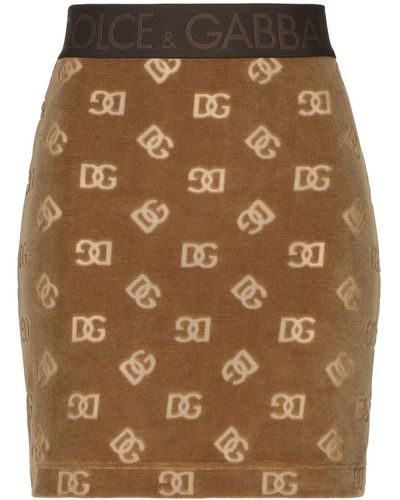 Dolce & Gabbana Minigonna con effetto monogramma jacquard - Marrone