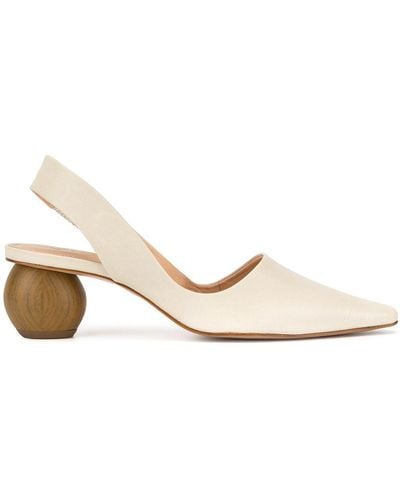 Vicenza Wooden Ball Heel Court Shoes - Natural