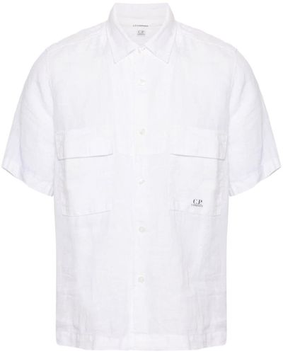 C.P. Company Logo-print Linen Shirt - White