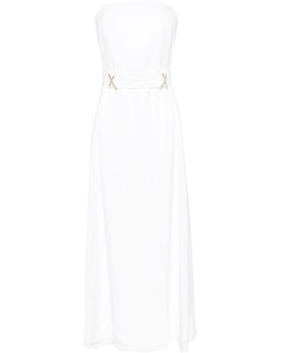 Genny X-plaque Strapless Midi Dress - White
