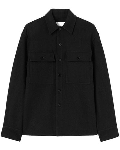 Jil Sander Long-sleeve Wool Flannel Overshirt - Black