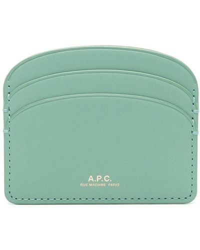 A.P.C. Logo-debossed Leather Card Holder - Green