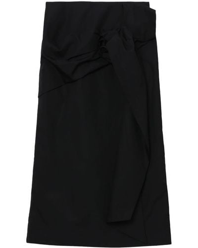 Simone Rocha Asymmetric Gathered Midi Skirt - Black
