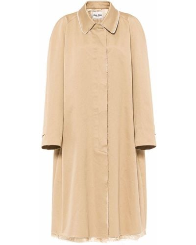 Miu Miu Single-breasted Chino Coat - Natural