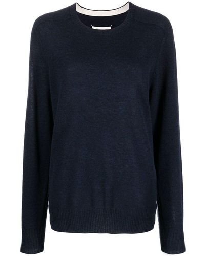 Maison Margiela Crew-neck Wool-blend Sweater - Blue