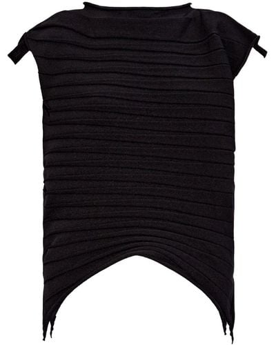 Pleats Please Issey Miyake Top asimmetrico a righe - Nero