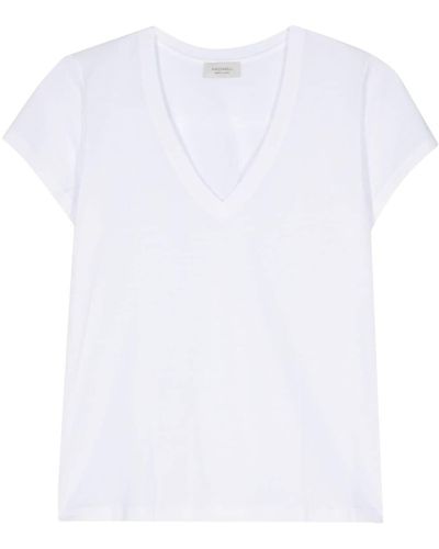 Mazzarelli T-Shirt mit V-Ausschnitt - Weiß