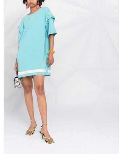 Moschino Ruffled Detailing T-shirt Dress - Blue
