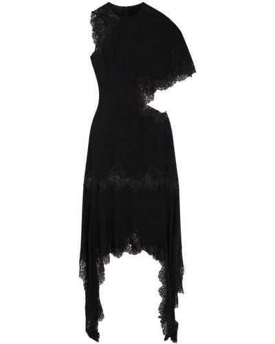Stella McCartney Vestido asimétrico con encaje guipur - Negro