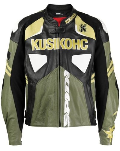 Kusikohc Spidi Logo-print Leather Jacket - Green
