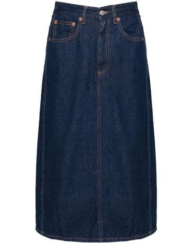 MM6 by Maison Martin Margiela Jupe portefeuille en jean à coupe mi-longue - Bleu