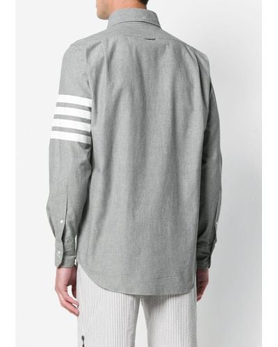 Thom Browne 4-bar Straight-fit Chambray Shirt - Gray