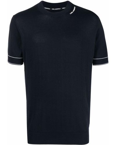 Karl Lagerfeld Logo-print Knitted T-shirt - Blue