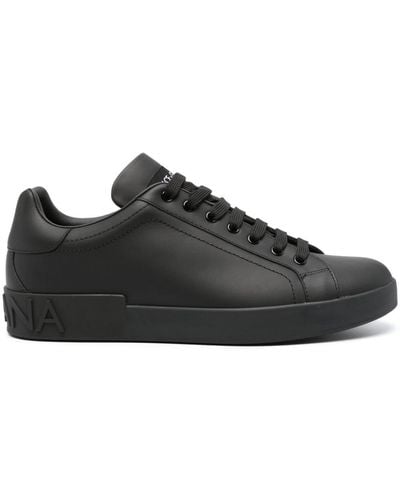 Dolce & Gabbana Portofino Leren Sneakers - Zwart