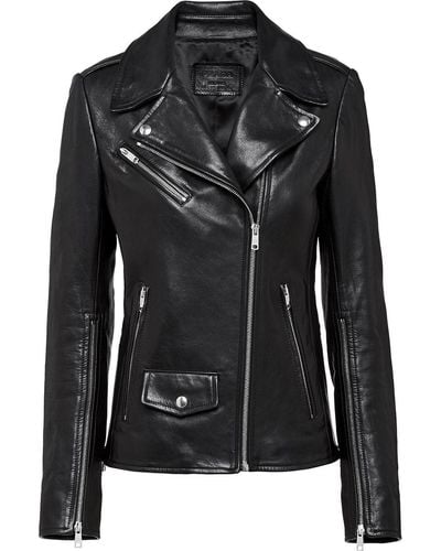 Prada Nappa Leather Biker Jacket - Black