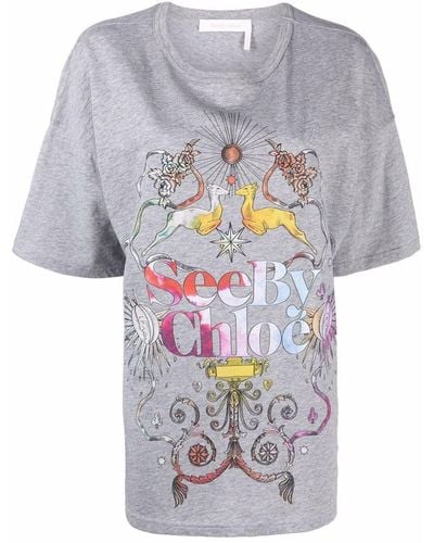See By Chloé T-Shirt mit Logo-Print - Grau