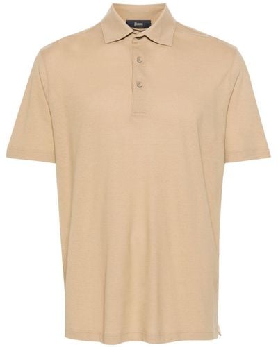Herno Short-sleeve Cotton Polo Shirt - Natural