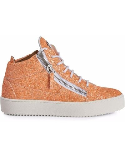 Giuseppe Zanotti Kriss High-Top-Sneakers mit Glitter - Orange