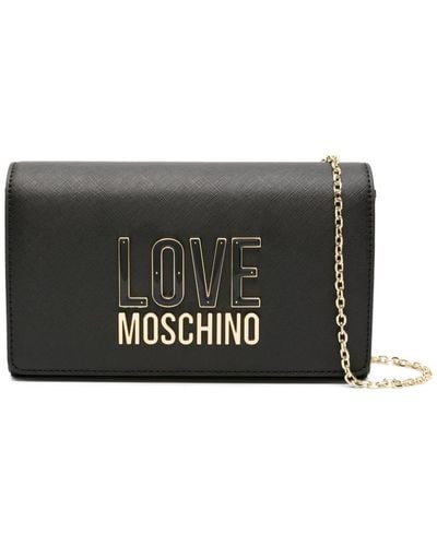 Love Moschino Logo-plaque Textured Crossbody Bag - Gray
