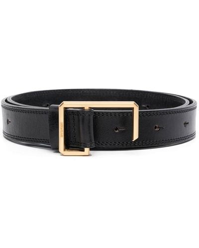 Zadig & Voltaire Engraved-logo Buckle Leather Belt - Black