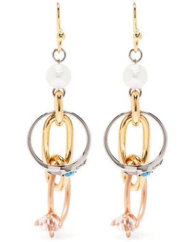 Marni Embellished-ring Pearl Earrings - White